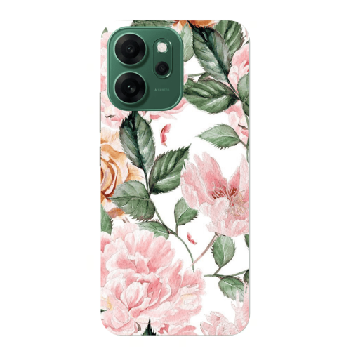 Oppo 14 F Pink rose and laves Transparent Silicone TPU Θήκη